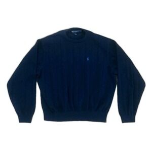 Vintage Polo Golf Ralph Lauren Ribbed Sweater Blue Mens 2XL Made In USA XXL